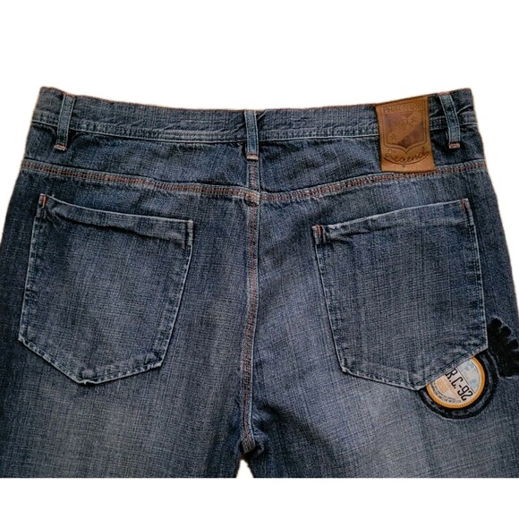 Vtg Phat Farm Jeans Mens 38x33 (32L) Blue Baggy Hop Hop Skater Logo Patches Y2K - Picture 4 of 16